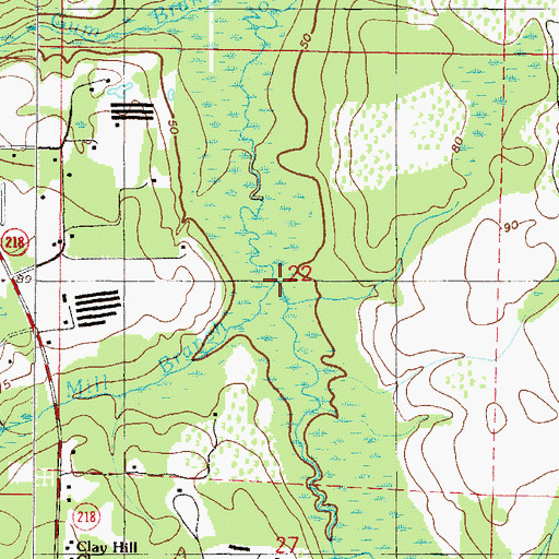 Topographic Map of Mill Branch, FL
