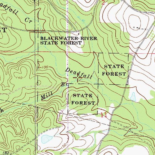 Topographic Map of Mill Branch, FL