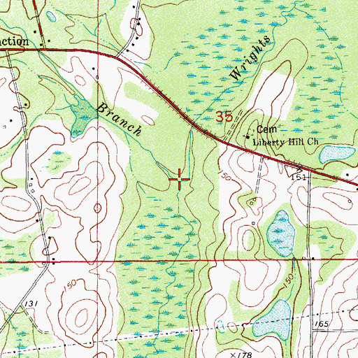 Topographic Map of Mill Branch, FL