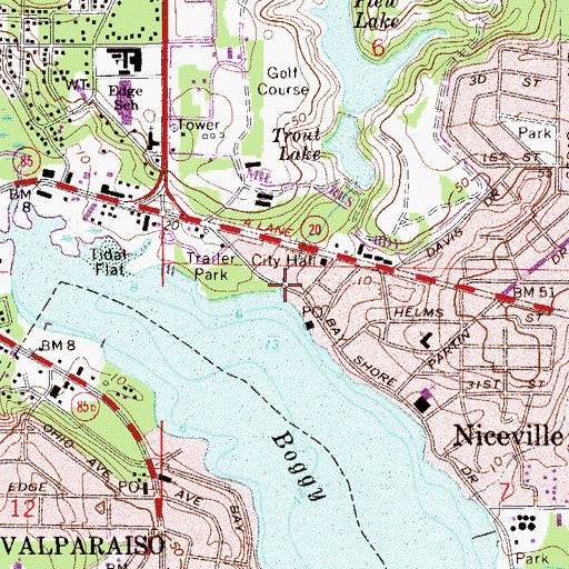 Topographic Map of Mill Creek, FL