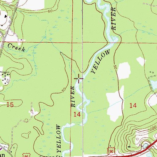 Topographic Map of Mill Creek, FL