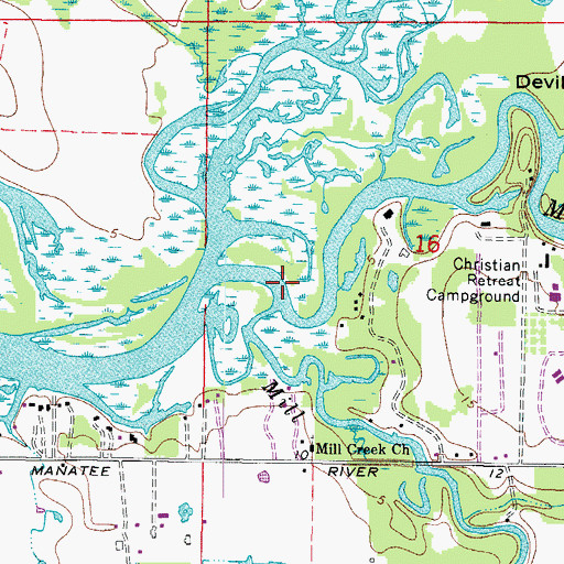 Topographic Map of Mill Creek, FL