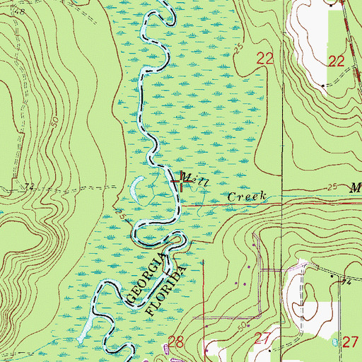 Topographic Map of Mill Creek, FL