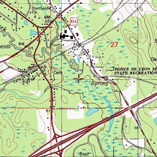 Topographic Map of Mill Creek, FL