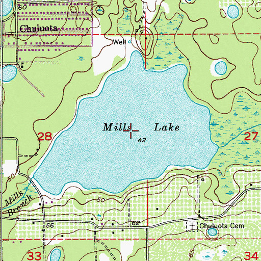 Topographic Map of Mill Lake, FL