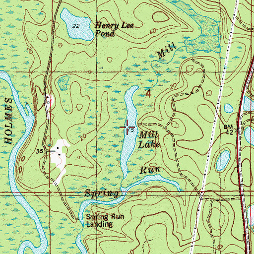 Topographic Map of Mill Lake, FL