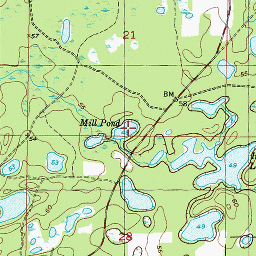 Topographic Map of Mill Pond, FL