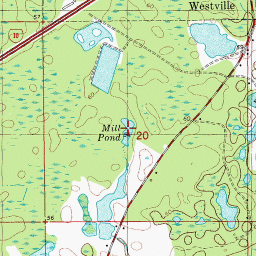 Topographic Map of Mill Pond, FL
