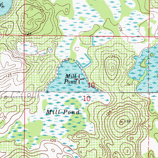 Topographic Map of Mill Pond, FL