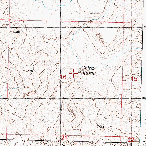 Topographic Map of Chino Spring, AZ