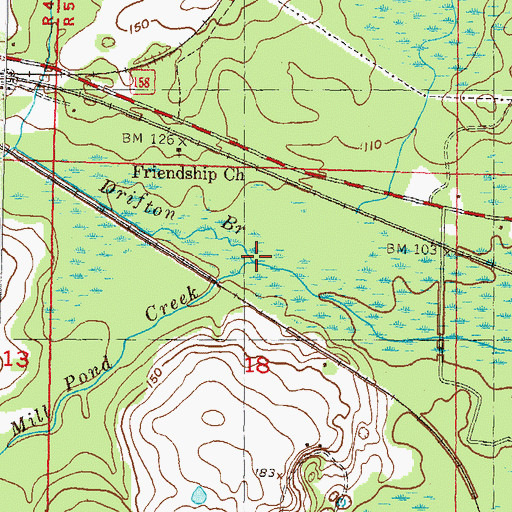 Topographic Map of Mill Pond Creek, FL
