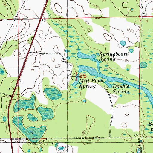 Topographic Map of Mill Pond Spring, FL