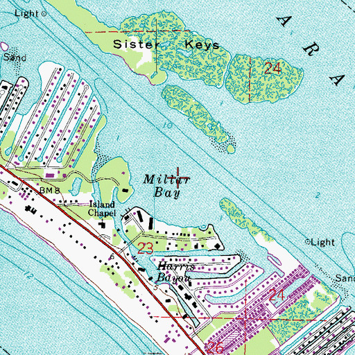 Topographic Map of Millar Bay, FL