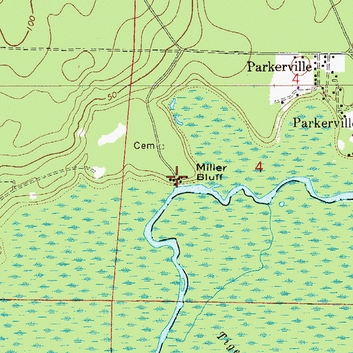 Topographic Map of Miller Bluff, FL