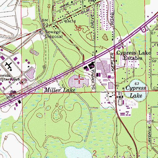 Topographic Map of Miller Lake, FL