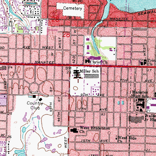 Topographic Map of Miller Elementary School, FL