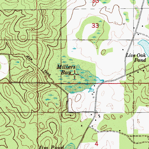 Topographic Map of Millers Bay, FL