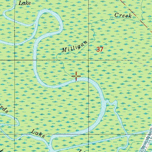 Topographic Map of Milligan Creek, FL