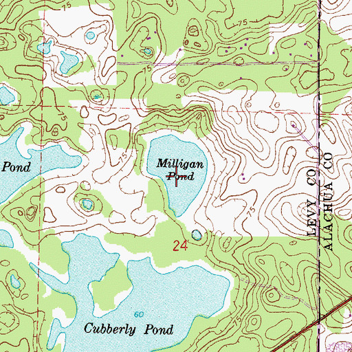 Topographic Map of Milligan Pond, FL