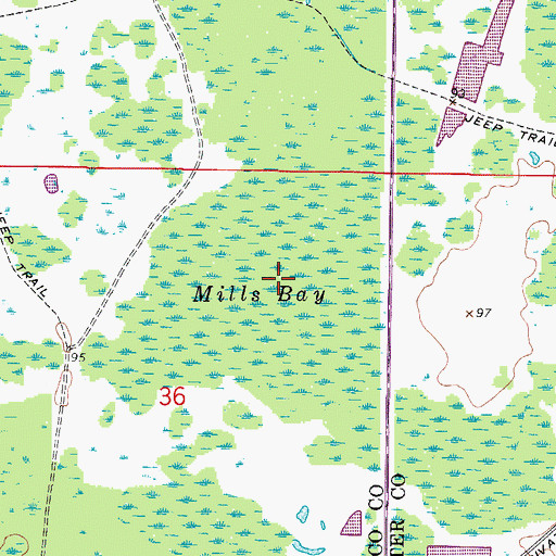 Topographic Map of Mills Bay, FL