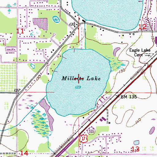 Topographic Map of Millsite Lake, FL