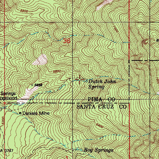 Topographic Map of Dutch John Spring, AZ