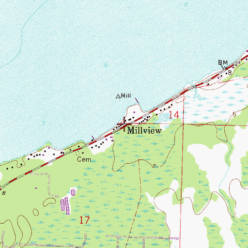 Topographic Map of Millview, FL