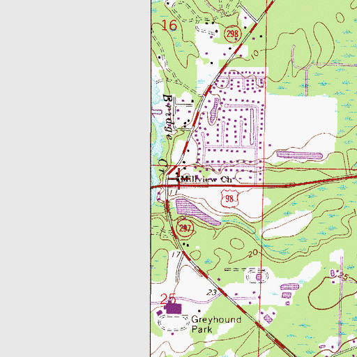 Topographic Map of Millview Church, FL