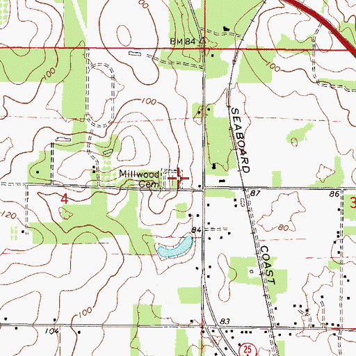 Topographic Map of Millwood Cemetery, FL