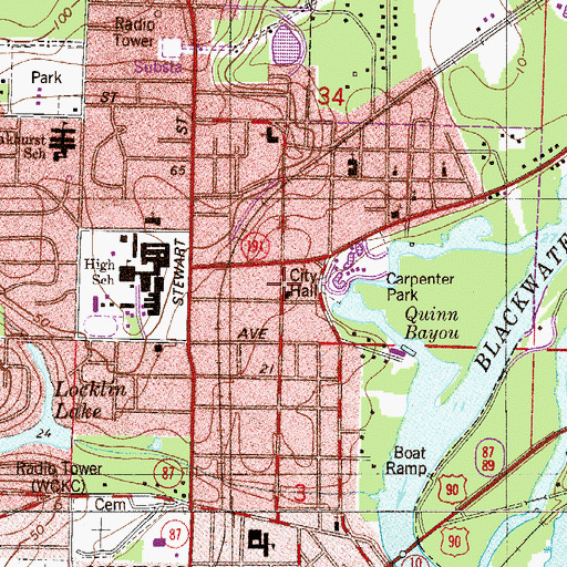 Topographic Map of Milton, FL