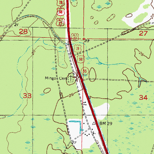 Topographic Map of Mingo Cemetery, FL
