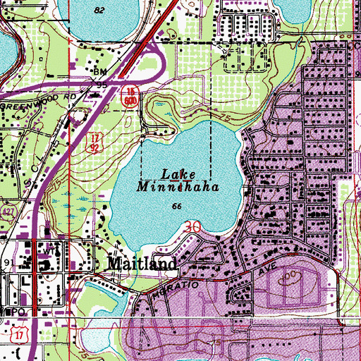 Topographic Map of Lake Minnehaha, FL