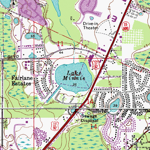 Topographic Map of Lake Minnie, FL