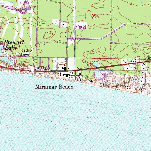 Topographic Map of Miramar Beach, FL
