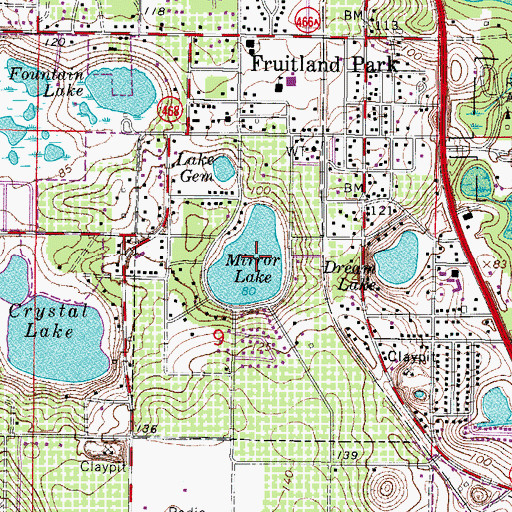 Topographic Map of Mirror Lake, FL