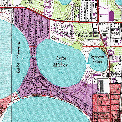 Topographic Map of Lake Mirror, FL