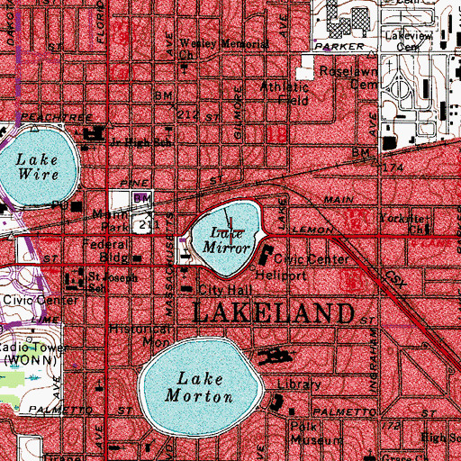 Topographic Map of Lake Mirror, FL