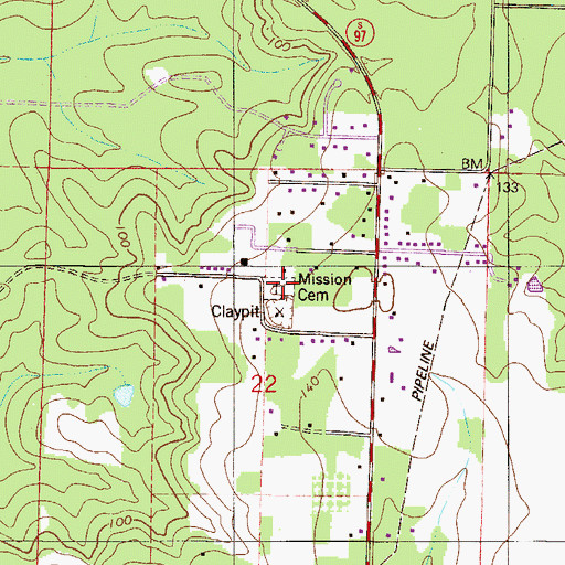 Topographic Map of Mission Cemetery, FL