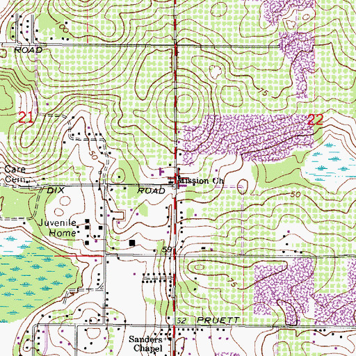 Topographic Map of Mission Church, FL
