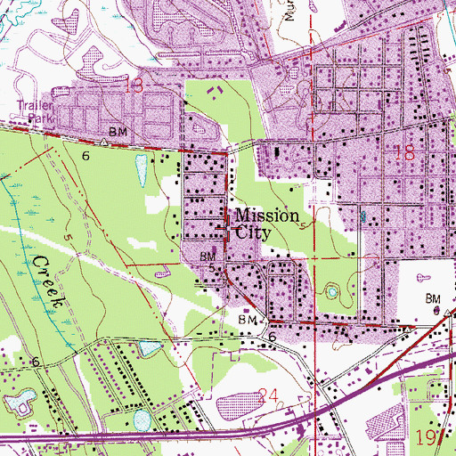 Topographic Map of Mission City, FL