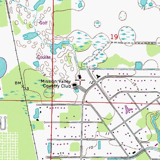 Topographic Map of Mission Valley Country Club, FL