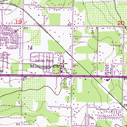 Topographic Map of Missionary Church, FL