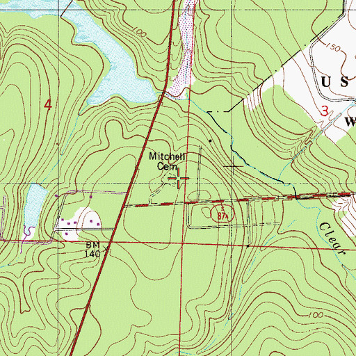 Topographic Map of Mitchell Cemetery, FL