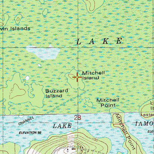 Topographic Map of Mitchell Island, FL