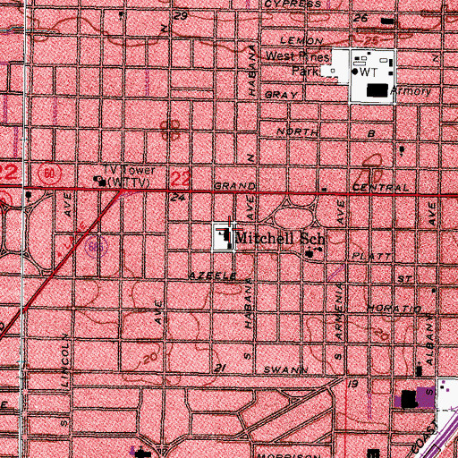 Topographic Map of Mitchell Elementary School, FL