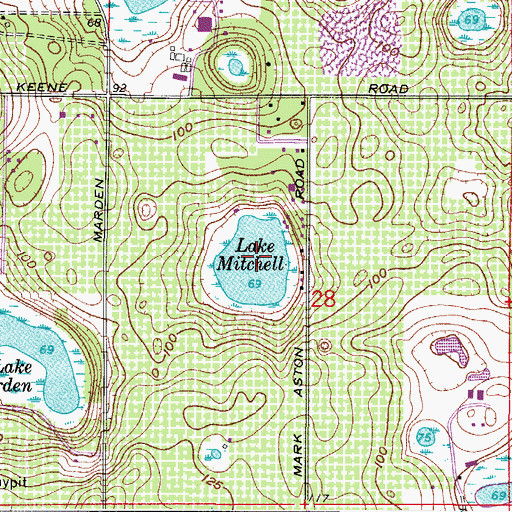 Topographic Map of Lake Mitchell, FL