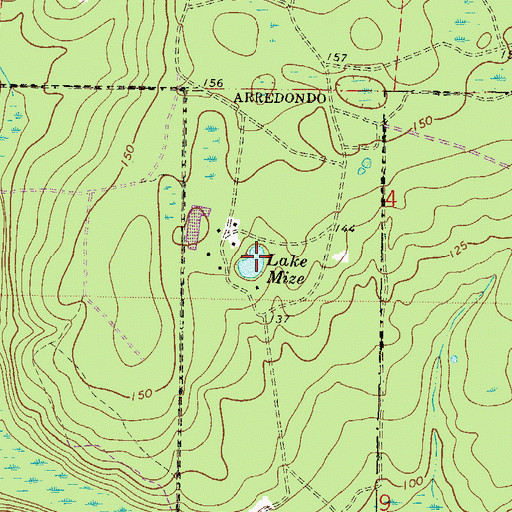 Topographic Map of Lake Mize, FL
