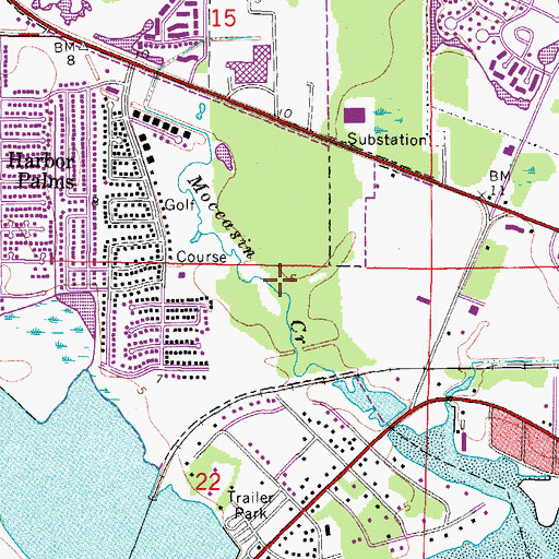 Topographic Map of Moccasin, FL