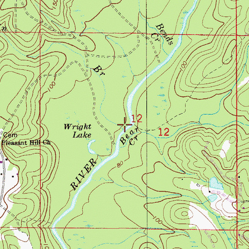 Topographic Map of Moccasin Branch, FL