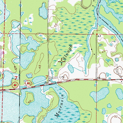 Topographic Map of Moccasin Slough, FL